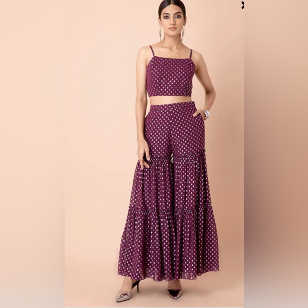 Indya purple crop top with Sahara pants